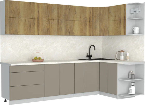 Изображение товара Кухонный гарнитур Интерлиния Мила Матте 1.5x2.9 А PR (дуб вотан/луна/опал светлый)