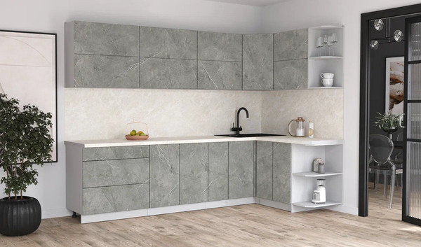 Изображение товара Кухонный гарнитур Интерлиния Мила Матте 1.5x2.9 А PR (керамика/керамика/опал светлый)