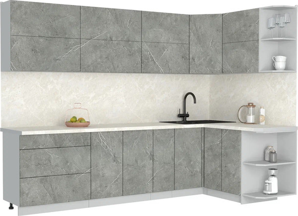 Изображение товара Кухонный гарнитур Интерлиния Мила Матте 1.5x2.9 А PR (керамика/керамика/опал светлый)