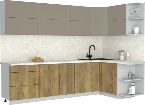 Изображение товара Кухонный гарнитур Интерлиния Мила Матте 1.5x2.9 А PR (луна/дуб вотан/опал светлый)