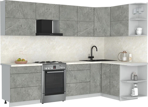 Изображение товара Кухонный гарнитур Интерлиния Мила Матте 1.5x2.9 Б PR (керамика/керамика/опал светлый)