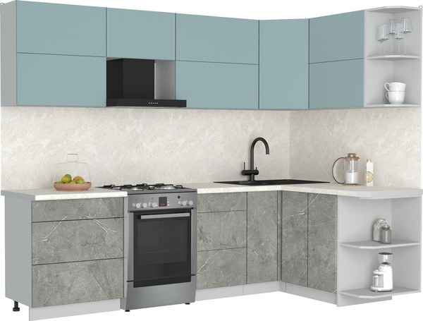 Изображение товара Кухонный гарнитур Интерлиния Мила Матте 1.5x2.7 Б PR (океан/керамика/опал светлый)