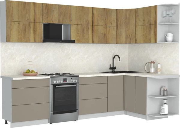 Изображение товара Кухонный гарнитур Интерлиния Мила Матте 1.5x3.0 Б PR (дуб вотан/луна/опал светлый)