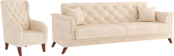 Изображение товара Комплект мягкой мебели Олмеко Амарант М 3-1 (велюр, тенерифе крем)