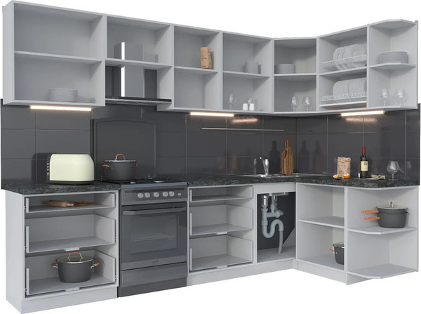 Изображение товара Кухонный гарнитур Интерлиния Мила Матте 1.5x3.0 Б PR (керамика/керамика/опал светлый)