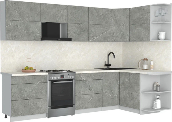 Изображение товара Кухонный гарнитур Интерлиния Мила Матте 1.5x3.0 Б PR (керамика/керамика/опал светлый)