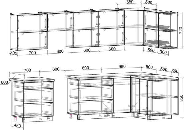 Изображение товара Кухонный гарнитур Интерлиния Мила Матте 1.5x3.1 Б PR (белый/керамика/опал светлый)