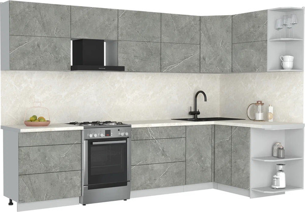 Изображение товара Кухонный гарнитур Интерлиния Мила Матте 1.5x3.1 Б PR (керамика/керамика/опал светлый)