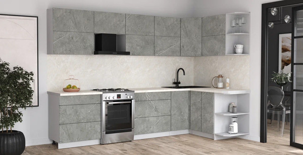 Изображение товара Кухонный гарнитур Интерлиния Мила Матте 1.5x3.1 Б PR (керамика/керамика/опал светлый)