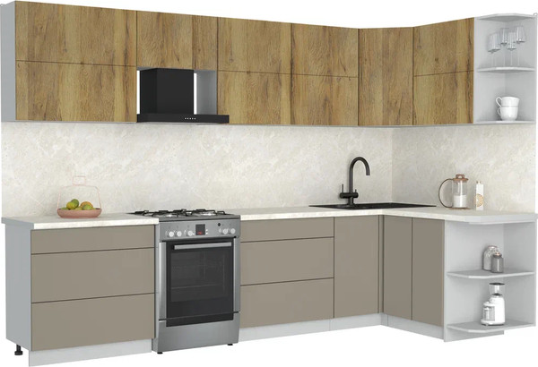 Изображение товара Кухонный гарнитур Интерлиния Мила Матте 1.5x3.2 Б PR (дуб вотан/луна/опал светлый)