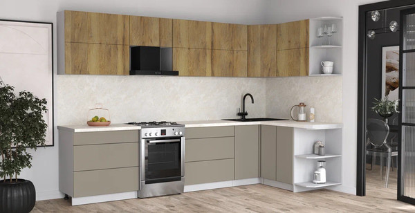 Изображение товара Кухонный гарнитур Интерлиния Мила Матте 1.5x3.2 Б PR (дуб вотан/луна/опал светлый)