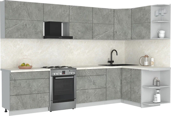 Изображение товара Кухонный гарнитур Интерлиния Мила Матте 1.5x3.2 Б PR (керамика/керамика/опал светлый)