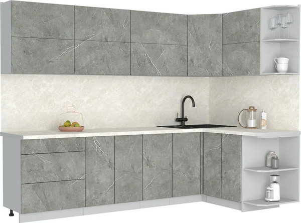 Изображение товара Кухонный гарнитур Интерлиния Мила Матте 1.5x2.8 А PR (керамика/керамика/опал светлый)