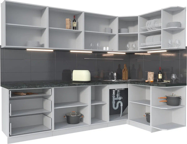 Изображение товара Кухонный гарнитур Интерлиния Мила Матте 1.5x2.8 А PR (керамика/керамика/опал светлый)