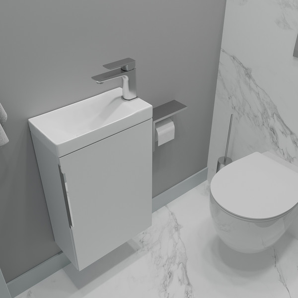 Изображение товара Тумба с умывальником ЗОВ Монови Слим 40 / S40LW0LW-OL9268 (белый матовый)