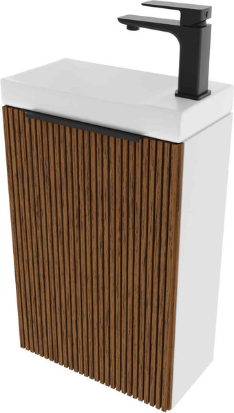 Изображение товара Тумба с умывальником ЗОВ Монови Слим 40 / S40LW0MRM-OL9268 (белый/тростник)