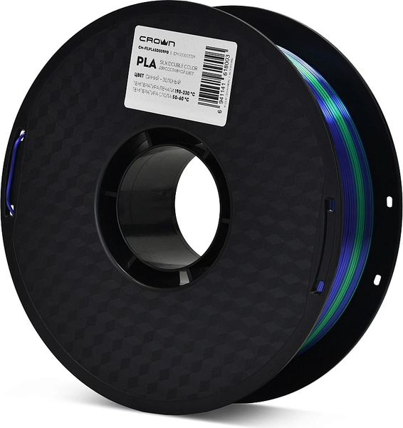 Изображение товара Пластик для 3D-печати Crown PLA Silk / CM-FILPLASD009BG (1.75мм, 1кг, синий/зеленый)