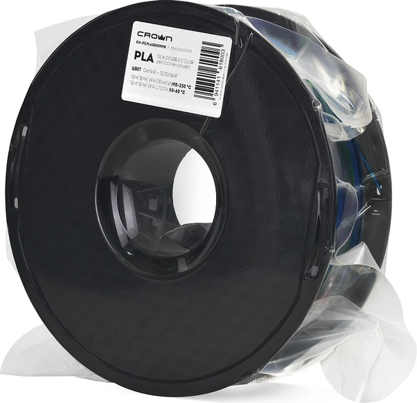 Изображение товара Пластик для 3D-печати Crown PLA Silk / CM-FILPLASD009BG (1.75мм, 1кг, синий/зеленый)