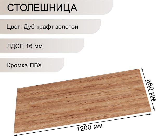 Изображение товара Столешница для стола Soma 16 120x66 (дуб крафт золотой)
