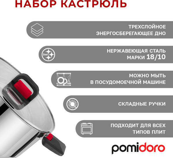 Изображение товара Набор кастрюль Pomi d'Oro P640567