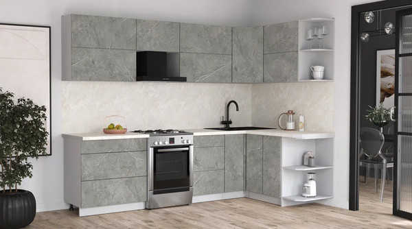 Изображение товара Кухонный гарнитур Интерлиния Мила Матте 1.5x2.8 Б PR (керамика/керамика/опал светлый)