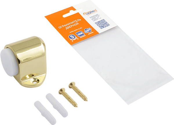 Изображение товара Ограничитель дверной Нора-М 108 / 7266 (золотистый с белой резинкой, хедер)