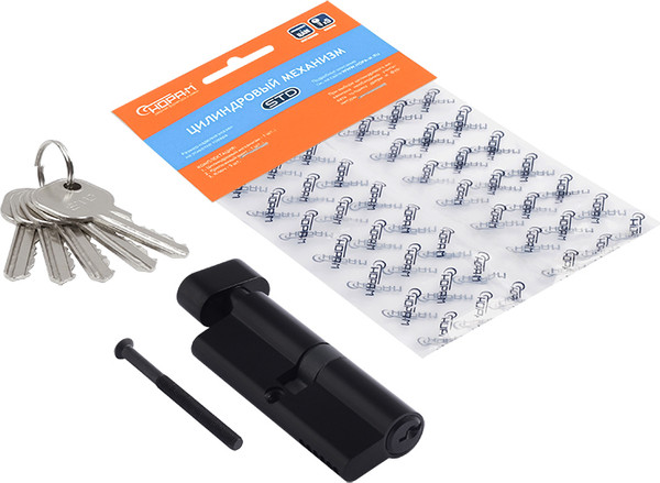 Изображение товара Цилиндровый механизм замка Нора-М STD AL ЛВ-80 40-40 (черный, блистер)