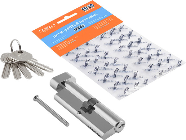 Изображение товара Цилиндровый механизм замка Нора-М STD AL ЛВ-90 45-45 (хром, блистер)