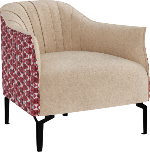 Изображение товара Кресло мягкое Олмеко Мускат (велюр, киото крем/шенилл, домино бургунди)