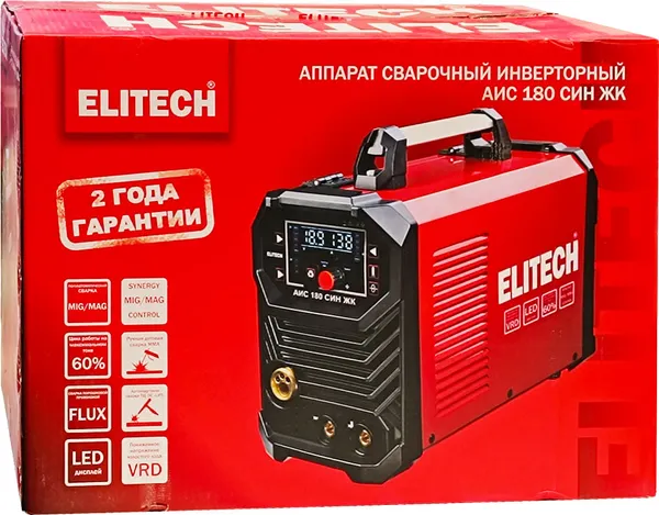 Изображение товара Инвертор сварочный Elitech АИС 180 СИН ЖК / 204749