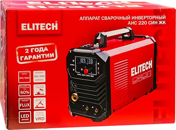 Изображение товара Инвертор сварочный Elitech АИС 220 СИН ЖК / 204750