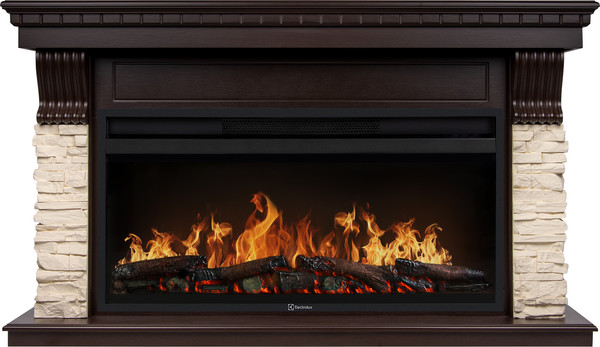 Изображение товара Портал для камина Firelight Michigan 42/40/36 (камень молочный/шпон темный дуб)