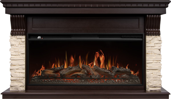Изображение товара Портал для камина Firelight Michigan 42/40/36 (камень молочный/шпон темный дуб)