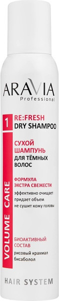 Изображение товара Сухой шампунь для волос Aravia Re:Fresh Dry Shampoo для темных волос (200мл)