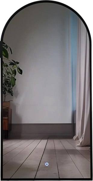 Изображение товара Зеркало Emze 50x100 / LED.UV.ARC.50.100.СНЕ (черный с УФ-окантовкой и подсветкой)