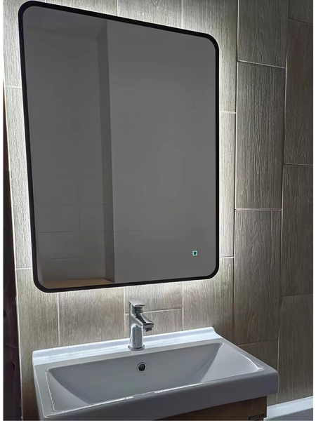 Изображение товара Зеркало Emze 60x80 / LED.UV.SMART.60.80.CHE.4K (черный с УФ-окантовкой и подсветкой)
