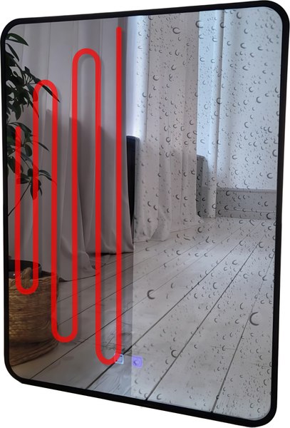 Изображение товара Зеркало Emze 60x80 / LED.UV.SMART.60.80.CHE.AF.4K (черный с УФ-окантовкой и подсветкой)