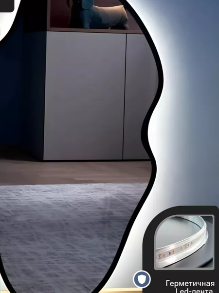 Изображение товара Зеркало Emze 45x77 / LED.UV.NF.45.77.CHE.SW.4K (черный с УФ-окантовкой и подсветкой)