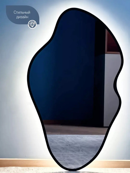 Изображение товара Зеркало Emze 45x77 / LED.UV.NF.45.77.CHE.4K (черный с УФ-окантовкой и подсветкой)