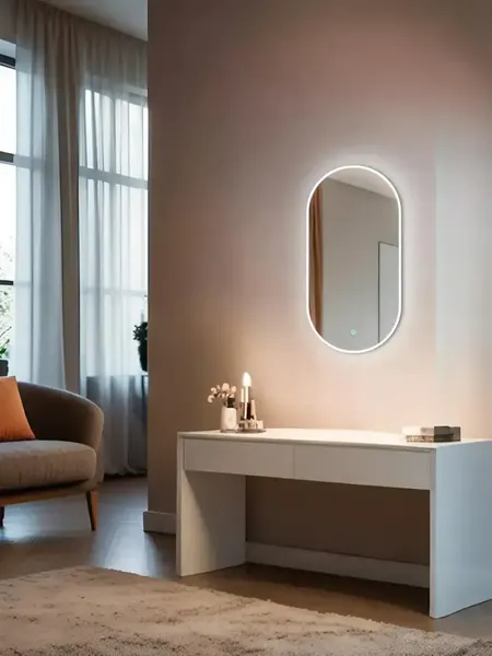 Изображение товара Зеркало Emze 45x77 / LED.UV.45.77.BEL (белый с УФ-окантовкой и подсветкой)