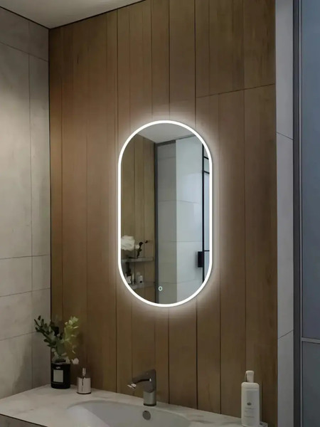 Изображение товара Зеркало Emze 45x77 / LED.UV.45.77.BEL (белый с УФ-окантовкой и подсветкой)