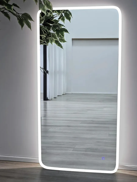 Изображение товара Зеркало Emze Smartphone 50x100 / LED.UV.SMART.50.100.BEL (белый с УФ-окантовкой и подсветкой)