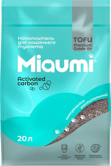 Изображение товара Наполнитель для туалета Miaumi Tofu комкующийся с активированным углем (20л)