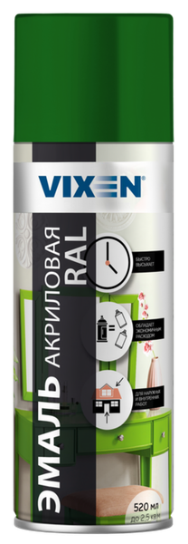 Изображение товара Эмаль Vixen Акриловая VX36002 (520мл, лиственно-зеленый RAL 6002)
