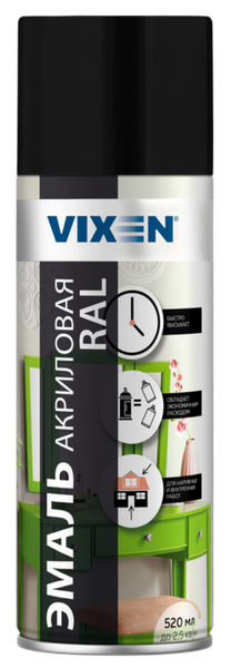 Изображение товара Эмаль Vixen Акриловая VX39005 (520мл, черный янтарь RAL 9005)