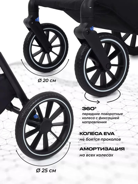 Изображение товара Детская универсальная коляска MOWbaby Amber 3 в 1 / MB068 (серый)