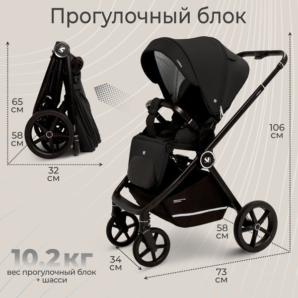 Изображение товара Детская универсальная коляска Sweet Baby Cupola 2в1 (Moon Black)