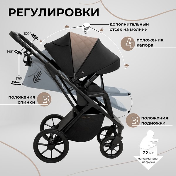 Изображение товара Детская универсальная коляска Sweet Baby Porto 2в1 (черный)
