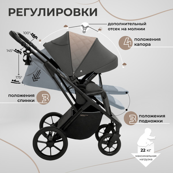 Изображение товара Детская универсальная коляска Sweet Baby Porto 2в1 (темно-серый)