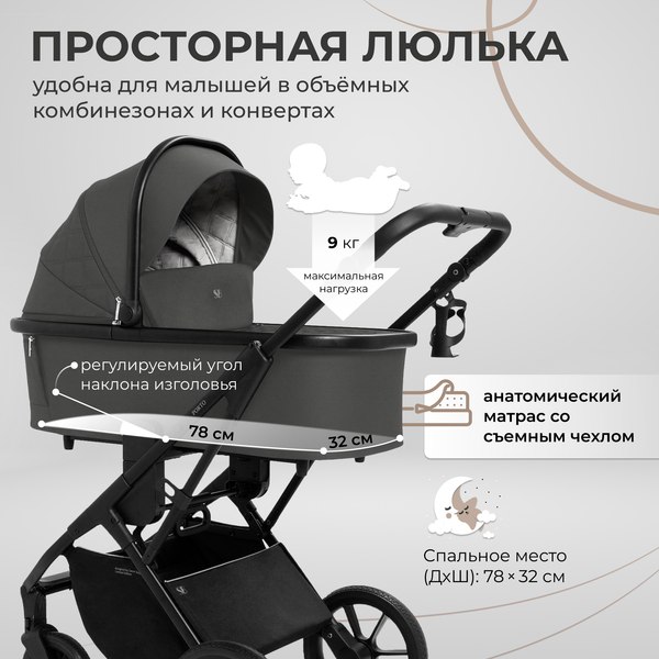 Изображение товара Детская универсальная коляска Sweet Baby Porto 2в1 (темно-серый)